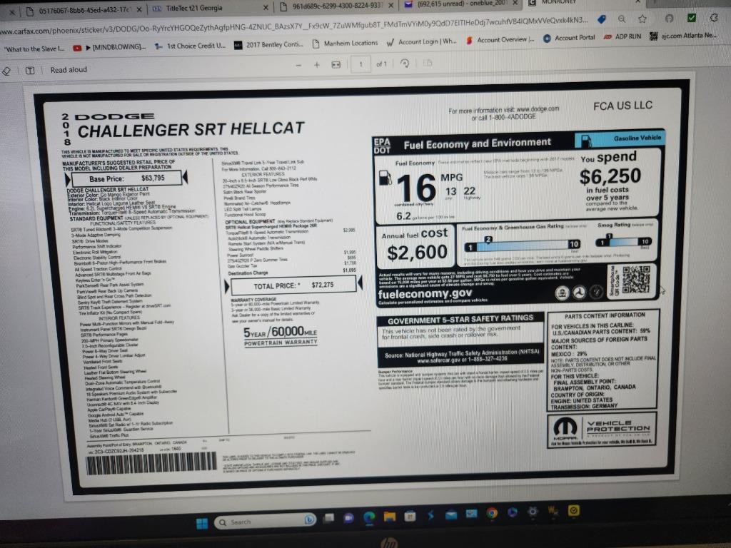 2018 Dodge Challenger - $69,995